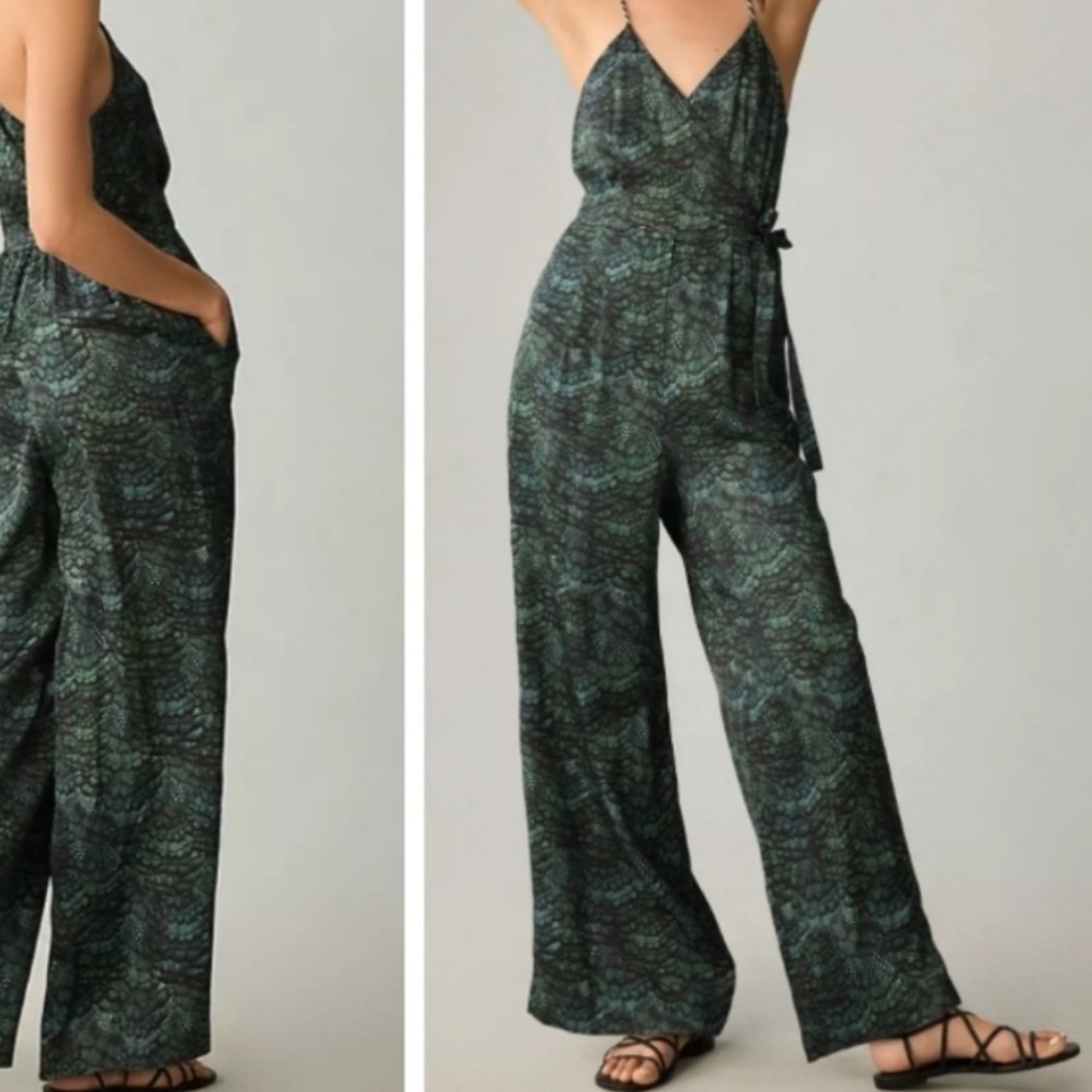 Scotch & Soda Dark Green Paisley Wide-Leg Jumpsuit (NWOT)
